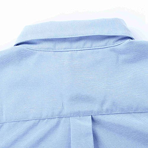 Bienzoe Boy's School Uniform Long Sleeve Button Down Oxford Shirt Blue 8-9 Years