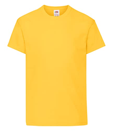 Fruit of the Loom Unisex Kids Original Crew Neck Short Sleeve T-Shirt, Yellow (Sunflower Yellow), 9-11 Years (Manufacturer Size: 140)