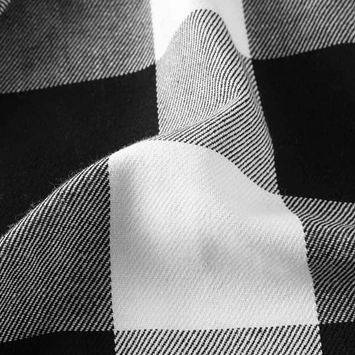 DILBYKE Boys' Casual Flannel Shirt Plaid Long Sleeve Checked Button Down Shirts for Kids, Soft Cotton Plush, Black and White Checked 15-16 Years