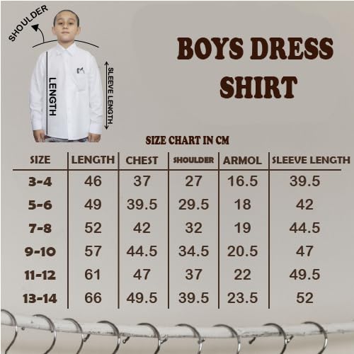 Bahob® 2 Pack Boy's School Uniform Long Sleeve Button Down White School Shirts 3-14 Years (2 Pack White, 13-14 Years)