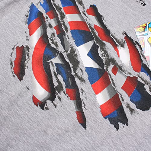 Marvel Boy's Captain America Torn T-Shirt, Grey Heather, 9-10 Years