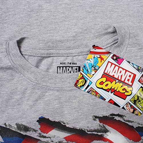 Marvel Boy's Captain America Torn T-Shirt, Grey Heather, 9-10 Years