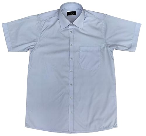 Pack of 2 Boy's School Uniform Button Down Short Sleeve Shirt White, 14 Years