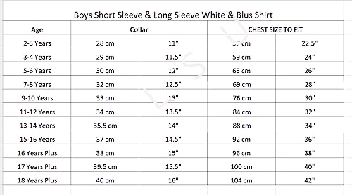 Boys School Shirts Long Sleeve & Short Sleeves in White & Blue Colours Boys Dress Shirts (as8, Age, 15_Years, 16_Years, Regular, White Long Sleeve)
