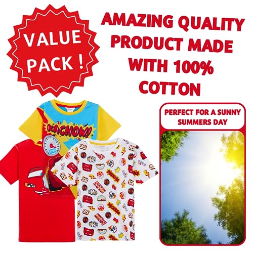 Disney Boys 3 Pack Cars T-Shirts 3-4 Years