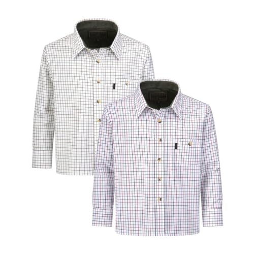 WALKER AND HAWKES - Kids' 100% Cotton Mickleton Country Shirt - Green - 34 (13/14 Years)