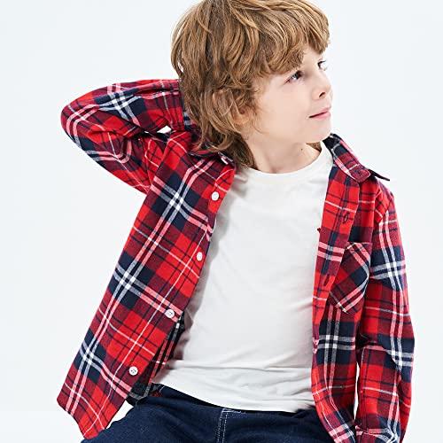 PythJooh Toddler Boy's Girl's Plaid Shirt, Classic Flannel Button Down Long Sleeve Casual Plaid Shirt 1-10 Years