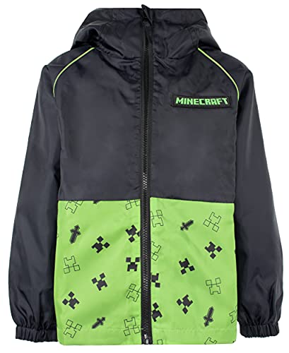Minecraft Raincoat for Boys Age 5-12 Outdoor Waterproof Jacket with Lining and Hood Lightweight and Machine Washable