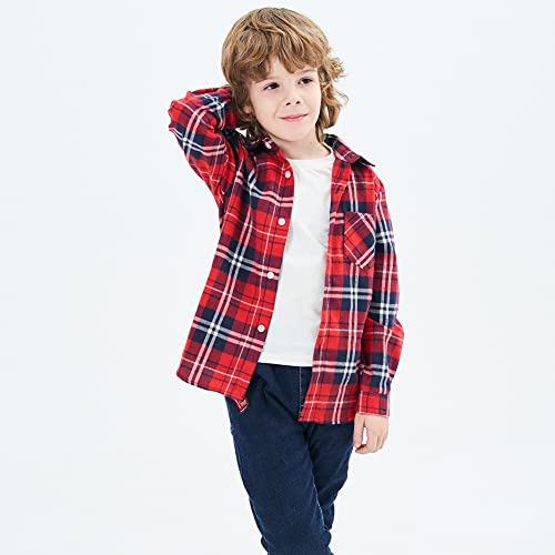 PythJooh Toddler Boy's Girl's Plaid Shirt, Classic Flannel Button Down Long Sleeve Casual Plaid Shirt 1-10 Years