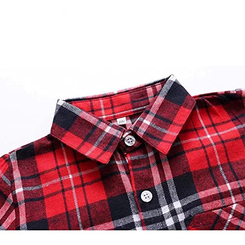 PythJooh Toddler Boy's Girl's Plaid Shirt, Classic Flannel Button Down Long Sleeve Casual Plaid Shirt 1-10 Years