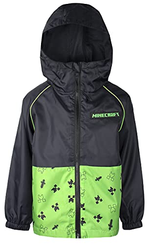 Minecraft Raincoat for Boys Age 5-12 Outdoor Waterproof Jacket with Lining and Hood Lightweight and Machine Washable