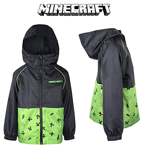 Minecraft Raincoat for Boys Age 5-12 Outdoor Waterproof Jacket with Lining and Hood Lightweight and Machine Washable