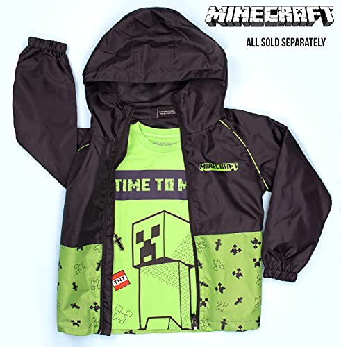 Minecraft Raincoat for Boys Age 5-12 Outdoor Waterproof Jacket with Lining and Hood Lightweight and Machine Washable