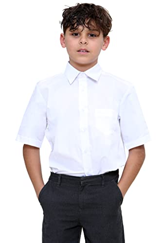 KHIM Boys School Uniform Shirts Full & Half Sleeves White & Sky Blue Age 5 to 16