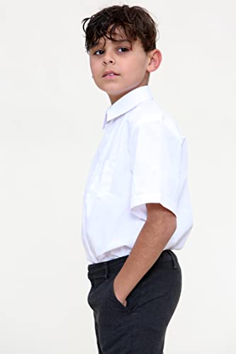KHIM Boys School Uniform Shirts Full & Half Sleeves White & Sky Blue Age 5 to 16