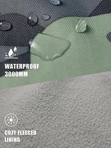 YoungSoul Kids Camo Printed Raincoat Boys Fleece Lined Waterproof Jacket with Hood Grey Green 5-6 Years/Label M