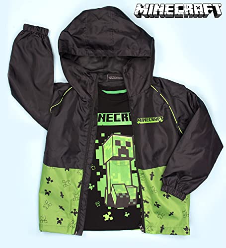 Minecraft Raincoat for Boys Age 5-12 Outdoor Waterproof Jacket with Lining and Hood Lightweight and Machine Washable