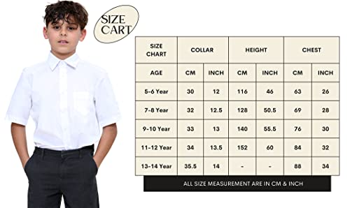 KHIM Boys School Uniform Shirts Full & Half Sleeves White & Sky Blue Age 5 to 16