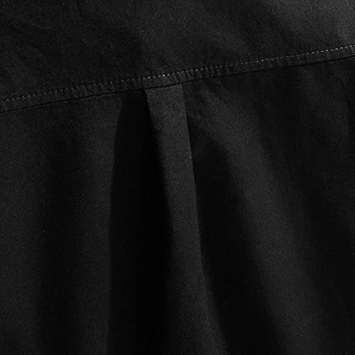 Spring&Gege Boys' Short Sleeve Solid Formal Cotton Twill Dress Shirts Black 11-12 Years