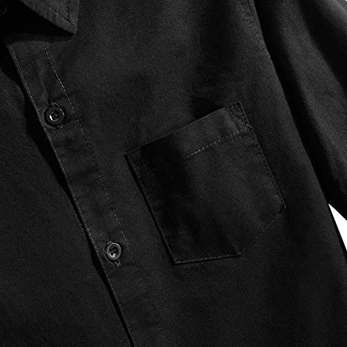 Spring&Gege Boys' Short Sleeve Solid Formal Cotton Twill Dress Shirts Black 11-12 Years