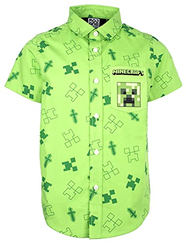 Minecraft - Short Sleeve Shirt - Clothes for Kids - Kids Clothes Boys - Cotton Shirt for Kids - Aged 9/10 Green