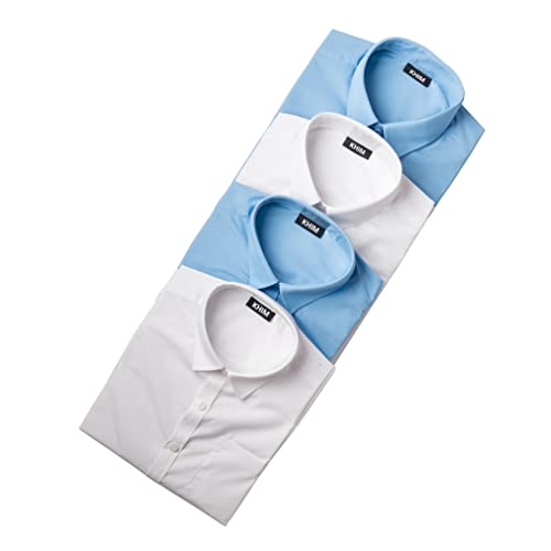 KHIM Boys School Uniform Shirts Full & Half Sleeves White & Sky Blue Age 5 to 16