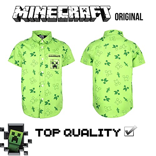 Minecraft - Short Sleeve Shirt - Clothes for Kids - Kids Clothes Boys - Cotton Shirt for Kids - Aged 9/10 Green
