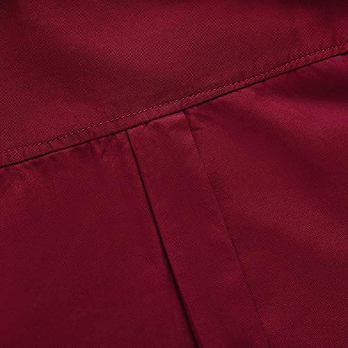 Spring&Gege Boys Long Sleeve Uniform Cotton Twill Button Down Shirt for Children Burgundy Size 13-14 Years