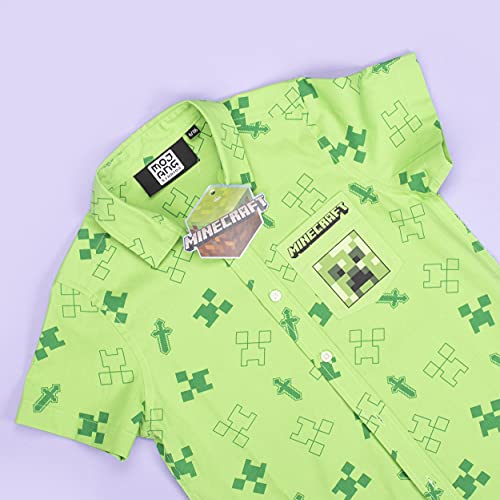 Minecraft - Short Sleeve Shirt - Clothes for Kids - Kids Clothes Boys - Cotton Shirt for Kids - Aged 9/10 Green