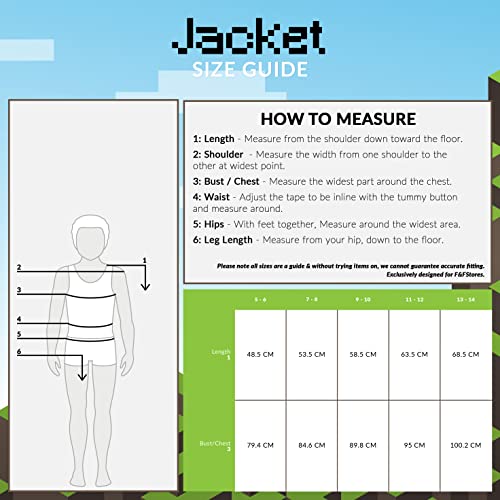 Minecraft Boys Rain Jacket, Outdoor Waterproof Jackets with Warm Lining and Hood, Fleece Lined Kids Raincoat, Gift Idea for Back to School for Gamers Age 5-14 Years (Dark Green, 7-8 Years)