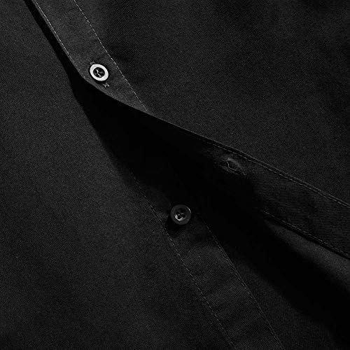 Spring&Gege Boys' Long Sleeve Solid Formal Uniform Cotton Twill Dress Shirts, Black, 11-12 Years