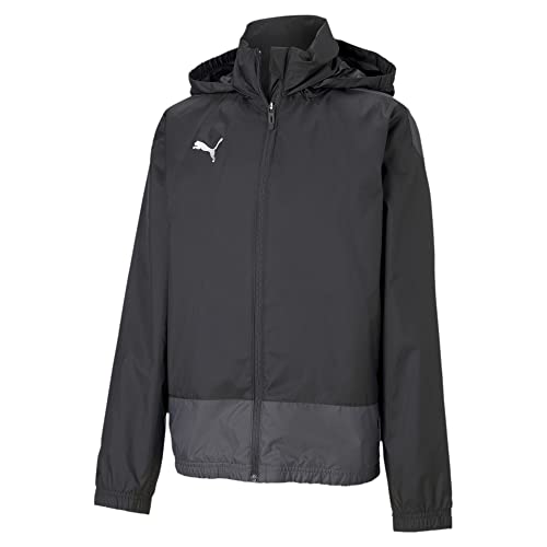 PUMA Boys, teamGOAL 23 Training Rain Jack Regenjacke, Black-Asphalt, 164