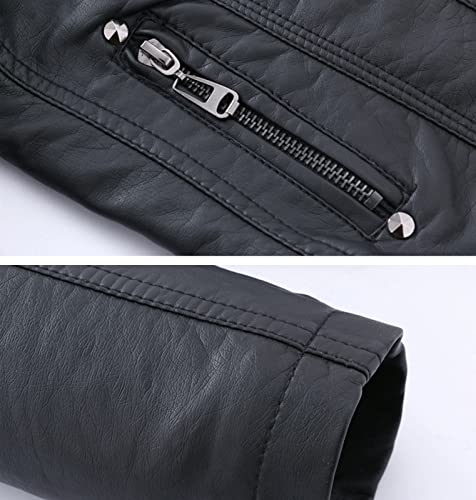 YoungSoul Children's Snap-Collar Faux Leather Motorcycle Jacket Boys PU Leather Biker Jackets Black UK: 12-13 Years (manufacturers's Size: 160)