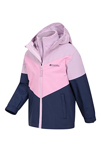 Mountain Warehouse Lightning 3 in 1 Kids Waterproof Jacket - Taped Seams Triclimate Jacket, Detachable Hood, Inner Fleece Kids Coat - For Walking, Hiking Dark Blue 11-12 Years