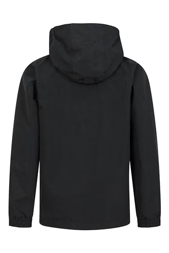 Mountain Warehouse Solar Kids Unisex Waterproof Jacket - Rip Stop Fabric, Taped Seams Adjustable Cuffs, Adjustable Hood, Boys & Girls, Best for & Outdoors Black 13 Years
