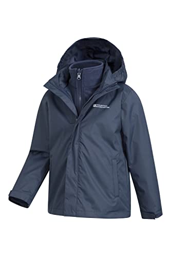 Mountain Warehouse Fell Kids 3 in 1 Jacket - Water-Resistant Triclimate Raincoat, Detachable Inner Coat & Packaway Hood - For, Walking, Hiking & Outdoors Navy 9-10 Years