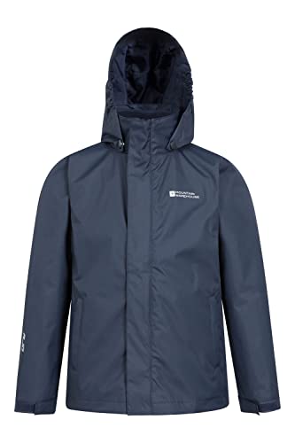 Mountain Warehouse Fell Kids 3 in 1 Jacket - Water-Resistant Triclimate Raincoat, Detachable Inner Coat & Packaway Hood - For, Walking, Hiking & Outdoors Navy 9-10 Years