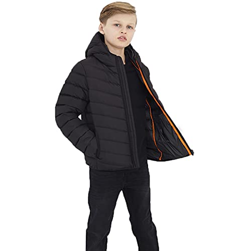Brave Soul Grant Boys Puffer Hooded Jacket Lightweight Warm Padded Winter Coat Black 13 Years