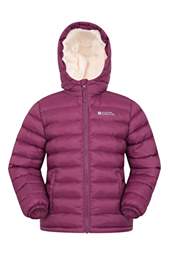 Mountain Warehouse Seasons Fur-Lined Kids Padded Jacket - Lightweight, Warm & Water-resistant Coat, For Boys & Girls - For Spring Summer, School, Outdoors, Travelling Berry 13 Years