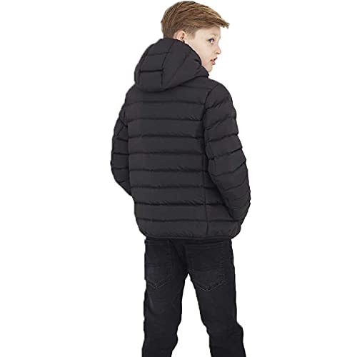 Brave Soul Grant Boys Puffer Hooded Jacket Lightweight Warm Padded Winter Coat Black 13 Years