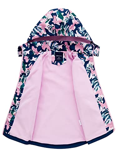 SERENYOU Girls Waterproof Jacket Kids Fleece Lined Raincoat Girl Windbreaker Girls' Rain Coat with Removable Hood Style 1 UK:9-10 Years (manufacturers's size: 140)