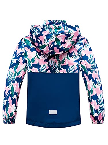 SERENYOU Girls Waterproof Jacket Kids Fleece Lined Raincoat Girl Windbreaker Girls' Rain Coat with Removable Hood Style 1 UK:9-10 Years (manufacturers's size: 140)