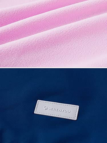 SERENYOU Girls Waterproof Jacket Kids Fleece Lined Raincoat Girl Windbreaker Girls' Rain Coat with Removable Hood Style 1 UK:9-10 Years (manufacturers's size: 140)