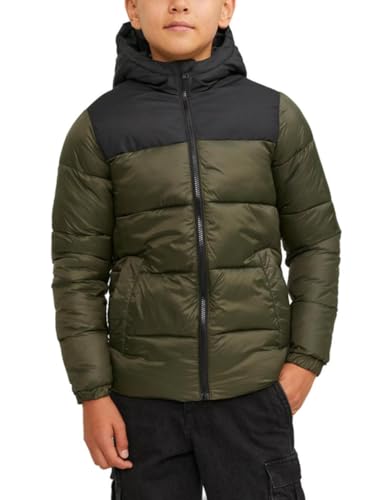 Jack & Jones Junior Boy's Jjetoby Puffer Hood Sn Jnr Buffer Jacket, Rosin/Detail: Black Blocking, 12 Years
