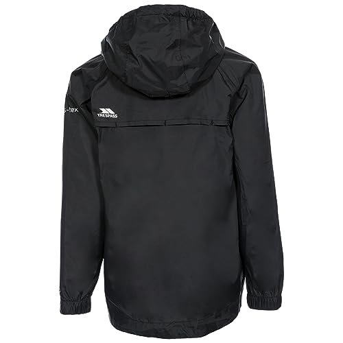 Trespass Unisex Kids Qikpac Compact Pack Away Waterproof Rain Jacket, Black, 11-12 Years UK