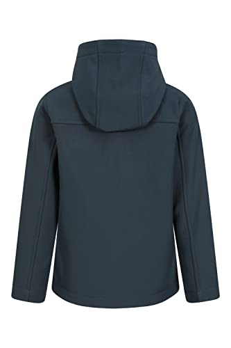 Mountain Warehouse Exodus Kids Softshell Jacket - Breathable, Wind Resistant, Water Resistant & Fleece Lined Coat for Boys & Girls - For Spring Summer, Hiking & Outdoors Navy 11-12 Years