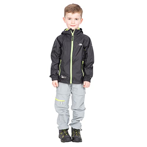 Trespass Unisex Kids Qikpac Compact Pack Away Waterproof Rain Jacket, Black, 11-12 Years UK