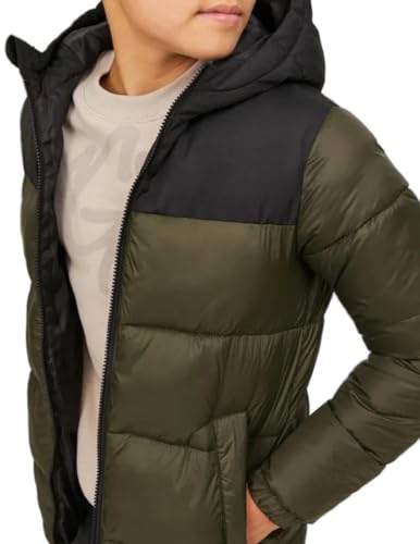 Jack & Jones Junior Boy's Jjetoby Puffer Hood Sn Jnr Buffer Jacket, Rosin/Detail: Black Blocking, 12 Years