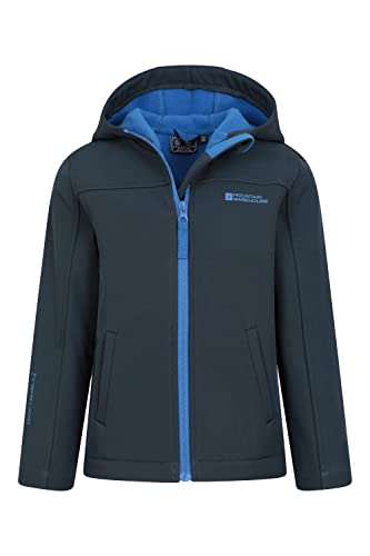 Mountain Warehouse Exodus Kids Softshell Jacket - Breathable, Wind Resistant, Water Resistant & Fleece Lined Coat for Boys & Girls - For Spring Summer, Hiking & Outdoors Navy 11-12 Years