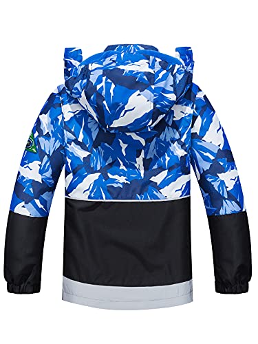 LAUSONS Boys Waterproof Jacket Toddler Girls Camo Windbreaker with Hood Black 9-10 Years/Label 140